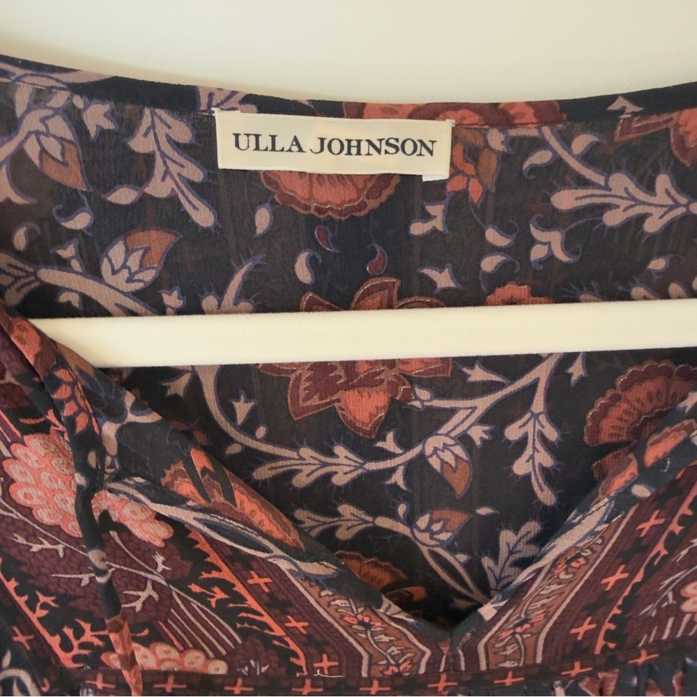 Ulla Johnson Boho Floral Midi Dress – Navy/Rust Print – Long Sleeve - Picture 4 of 4